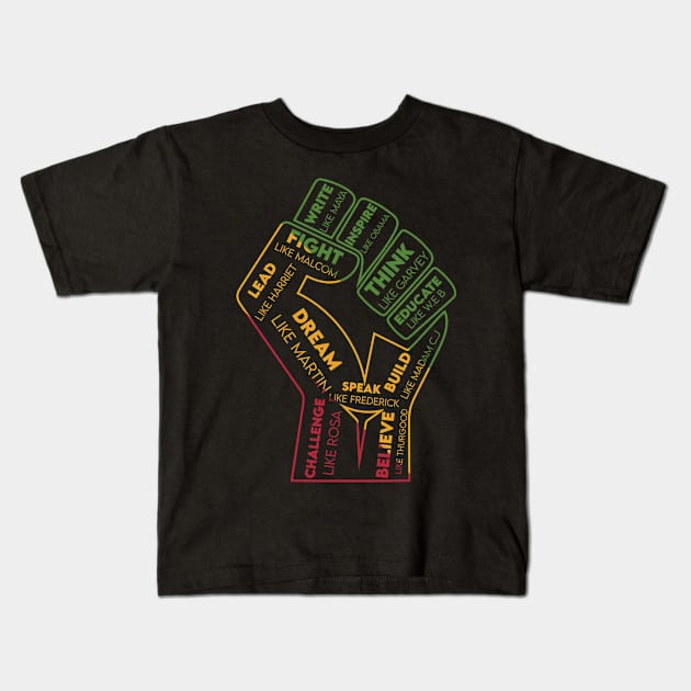 Great African American Leaders Black History Month Kids T-Shirt by Houseofwinning